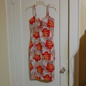 No Boundaries tropical floral bodycon midi dress s